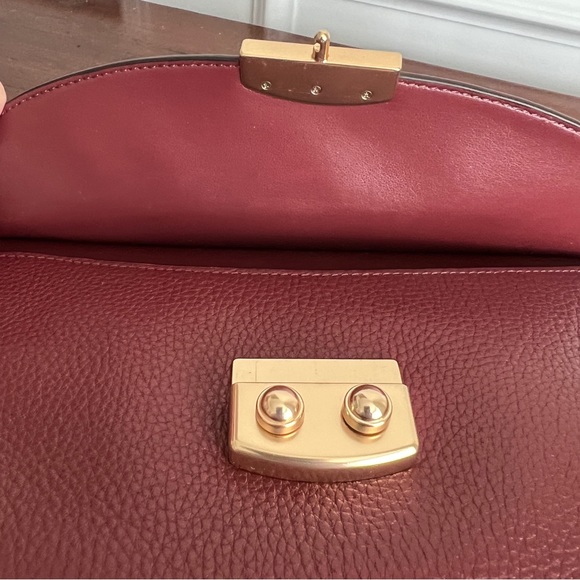 Coach Wristlet Clutch Crocodile-Embossed Leather Wine Preloved - Picture 3 of 13